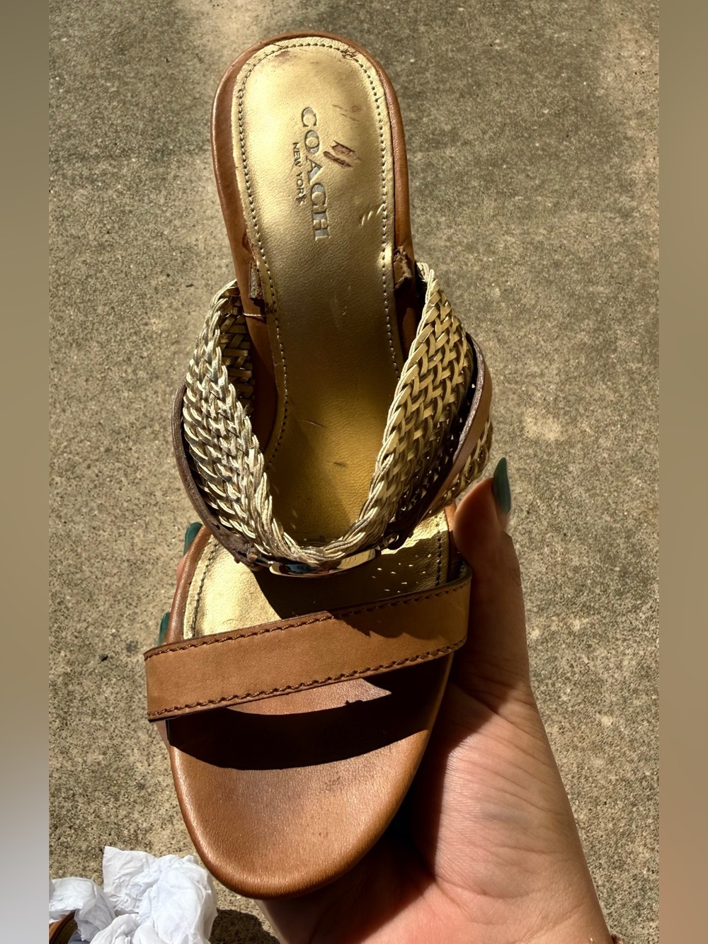 Coach Beatriz Women Size 6B Metallic Gold Wedge Heel Platform Sandal - Picture 8 of 10